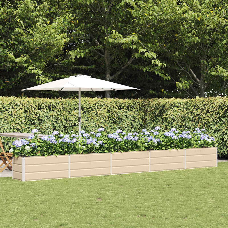 Planter Galvanised Steel, 45cm H x 480cm W x 50cm D, Ivory