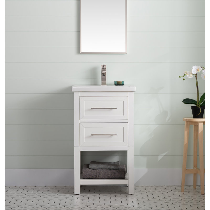Meuble-lavabo simple 20 po avec plateau en céramique Bickley, Blanc
