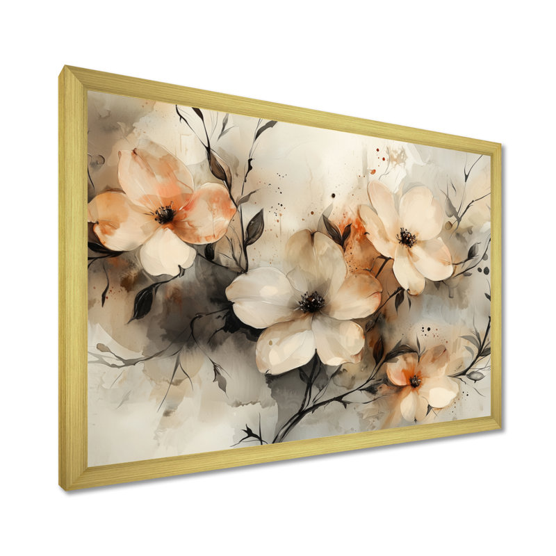 Jabir - Floral Wall Art, H 34 po x l 44 po, Picture Framed, Doré
