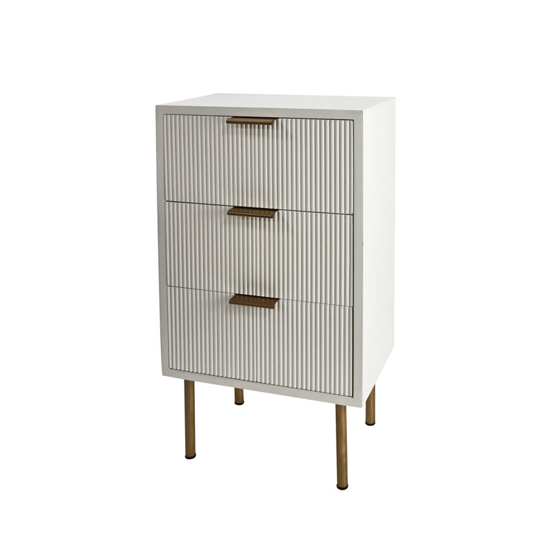 FURNITURE RANGE ZAMORA 3 DRAWER BEDSIDE TABLE WHITE - 2290