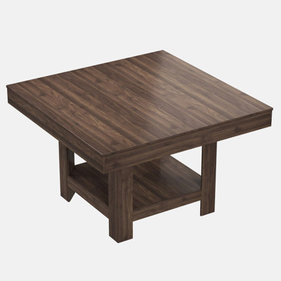 Modern Square Dining Table for 4 with Triangle Anti-Wobble Legs & 2-Tier Storage Shelf, Waterproof Heavy-Duty MDF PB Tabletop, Compact Space-Saving Dinner Table for Small Dining Areas