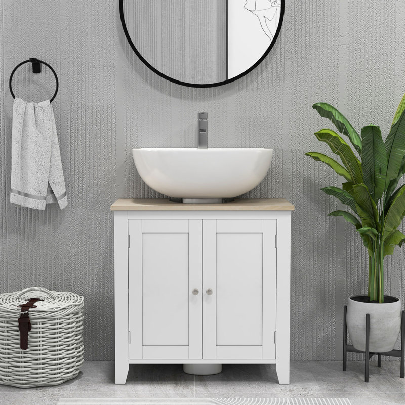 Armoire de salle de bain sous le lavabo en forme de U, tablette réglable, blanc, largeur 11,88 po