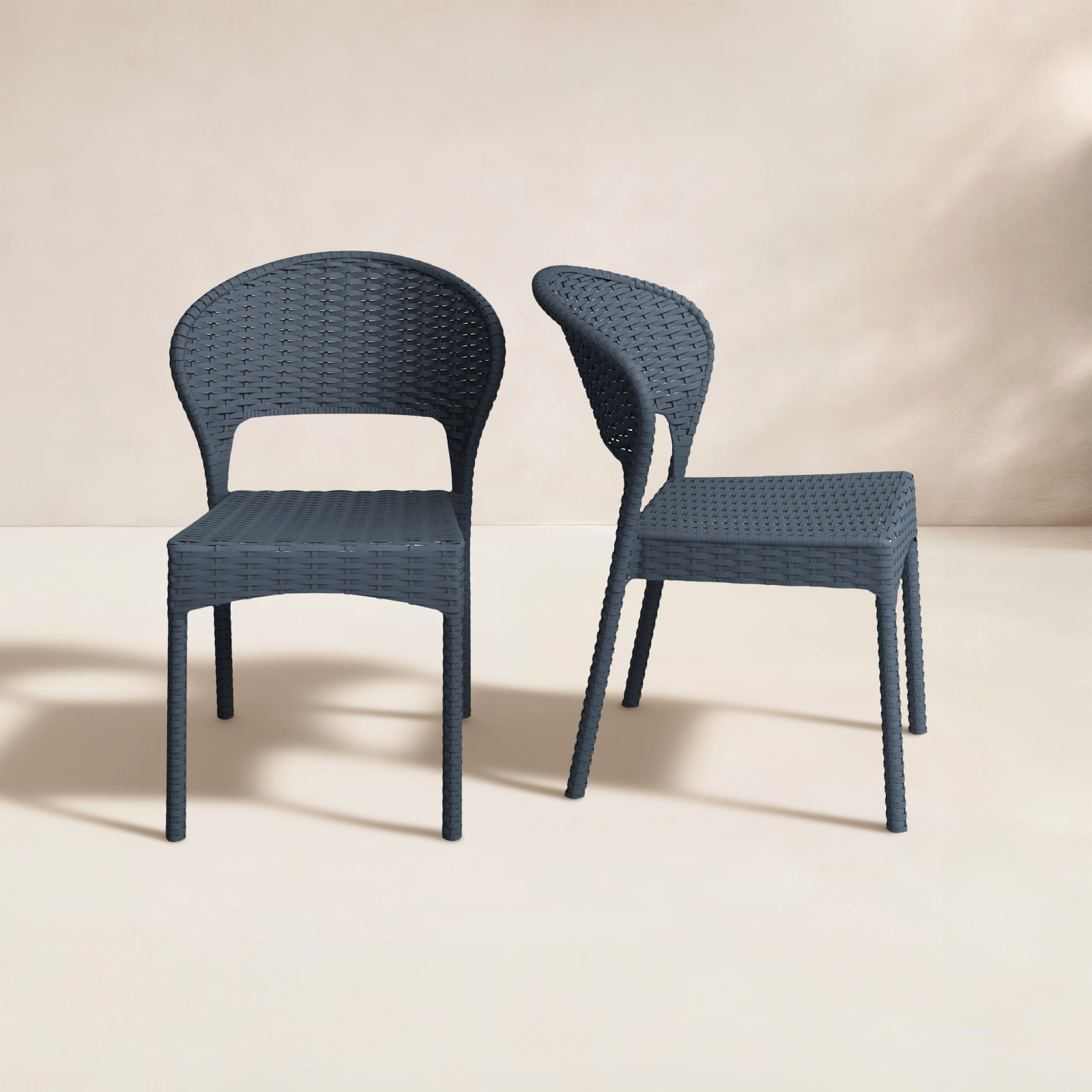 Coral Stacking Side Chair, Rattan Gray