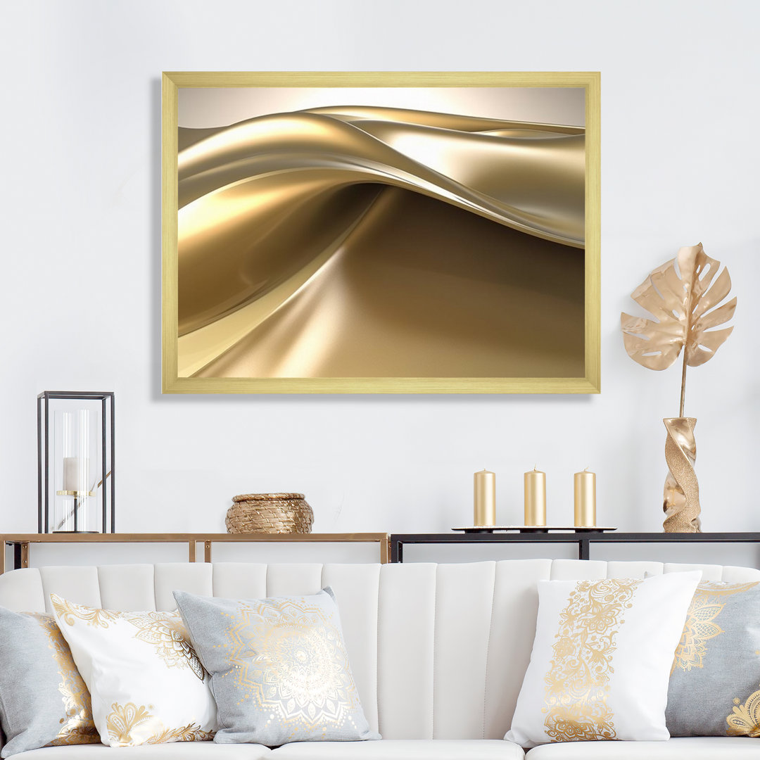 Minimal Glam Subtle Retro Liquid Gold Wave - Abstract Shapes Wall Art Mercer41