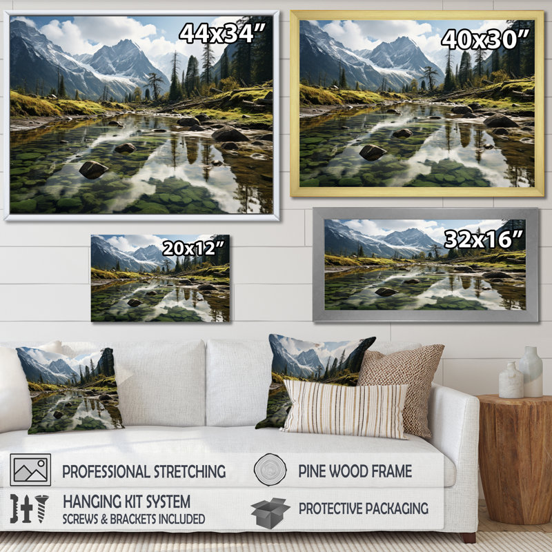 Canada Majestic Wilderness sur toile, H 12 po x l 20 po x P 1 po, Cadre flottant doré