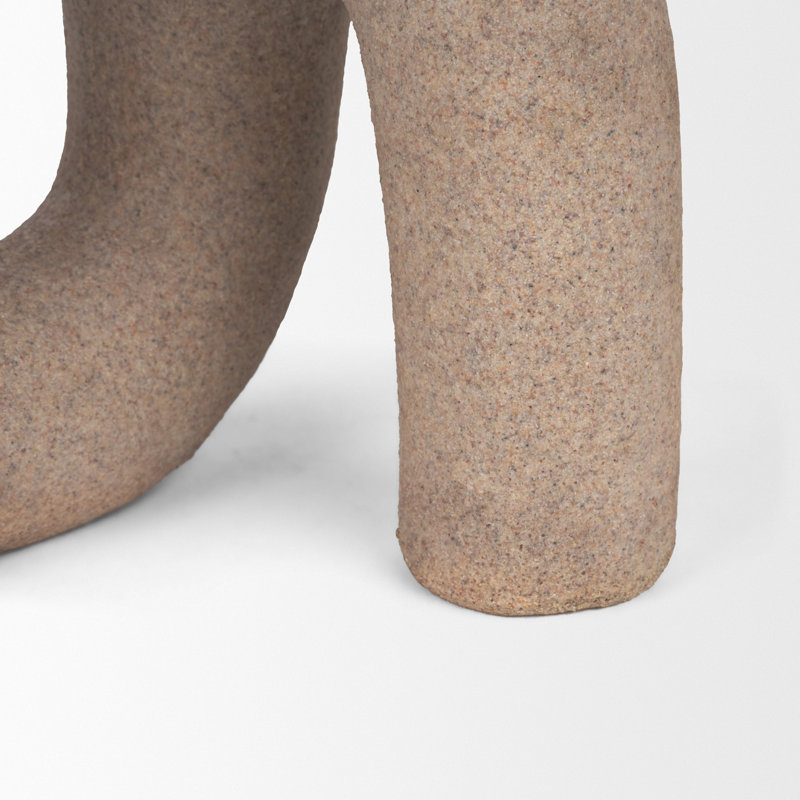 Objet décoratif en résine texturée gris béton, Beige