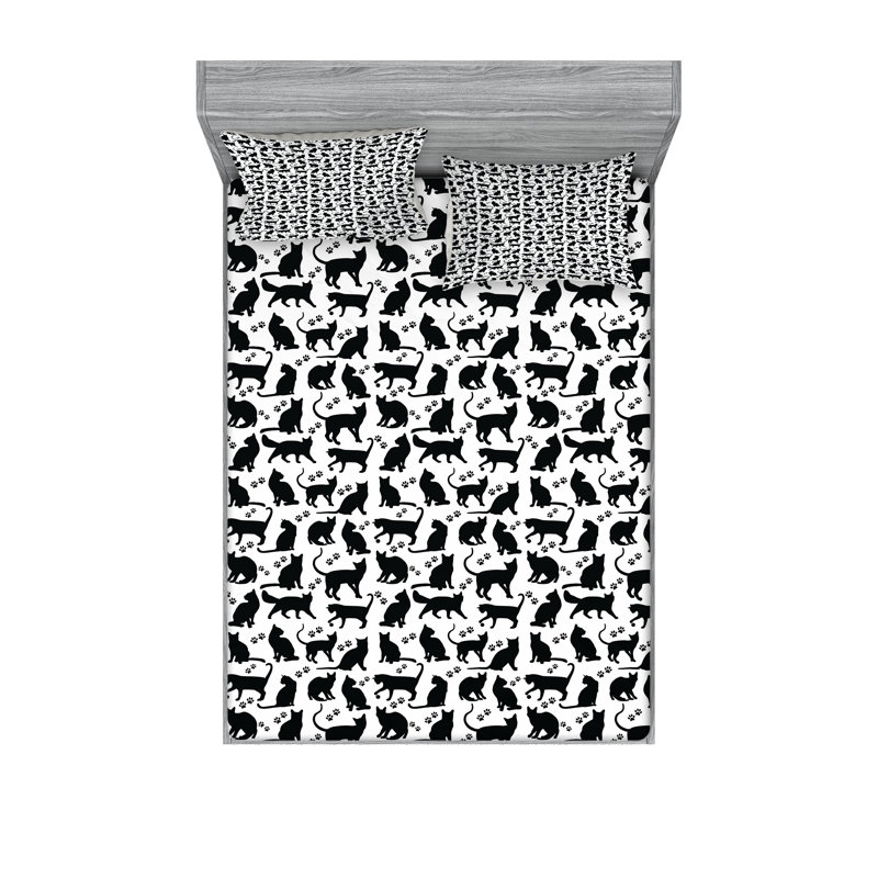 Drap-housse et coussin décoratif Ambesonne, Ensemble de draps-housses pour grand lit + 4 taies