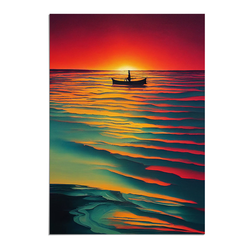 Boat And The Ocean Sunset - Print, Paper, No Matte, 59.4cm H x 42cm W