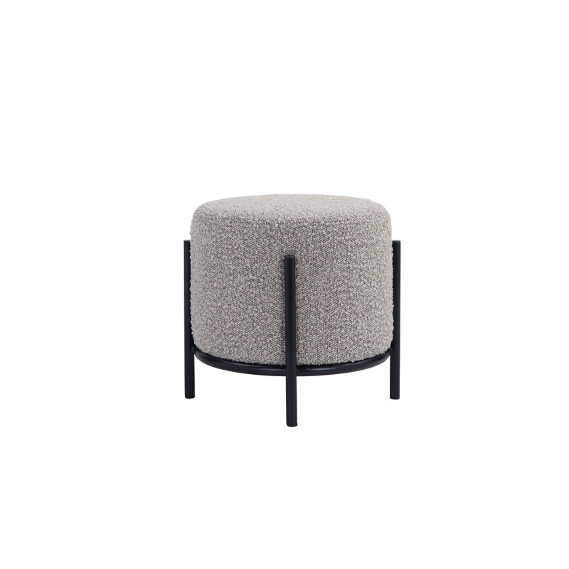 Tabouret rond Formentera jaune bouclé, gris