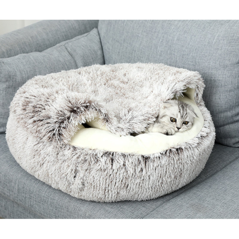 Lit pour chat d'hiver chaud et moelleux, L 15,68 po x l 13 po, Brun