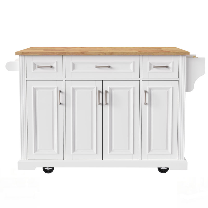 Spacious Kitchen Island With Drop Leaf, Rolling Cart On Wheels, Multiple Storage Options, And Embossed Texture For Modern Kitchens