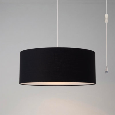 Lampe à rallonge extensible, abat-jour en lin noir, nickel satiné, pour le salon ou la chambre à coucher
