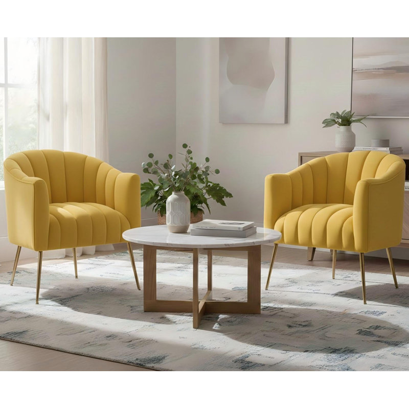 Velours capitonné large de 28 po Murrow, Velours jaune citron, 2