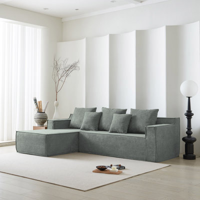 L-Shape Chaise Sectional Sofa, Swans Down, Stain Resistant, No Assembly Required, 7-Seater Sofa for Indoor Living Room and Bedroom
