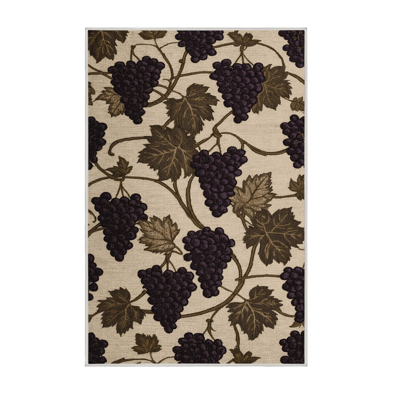 Washable Grape Delaware Fruits Area Rug, Rectangle 6' x 9'