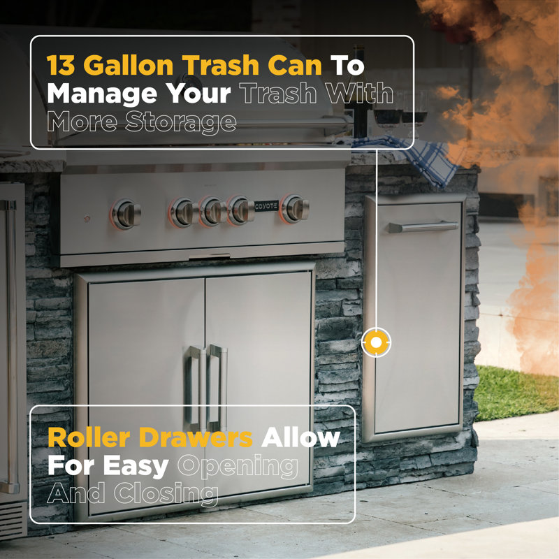 Stainless Steel Outdoor Pull-Out Trash Bin with Handle