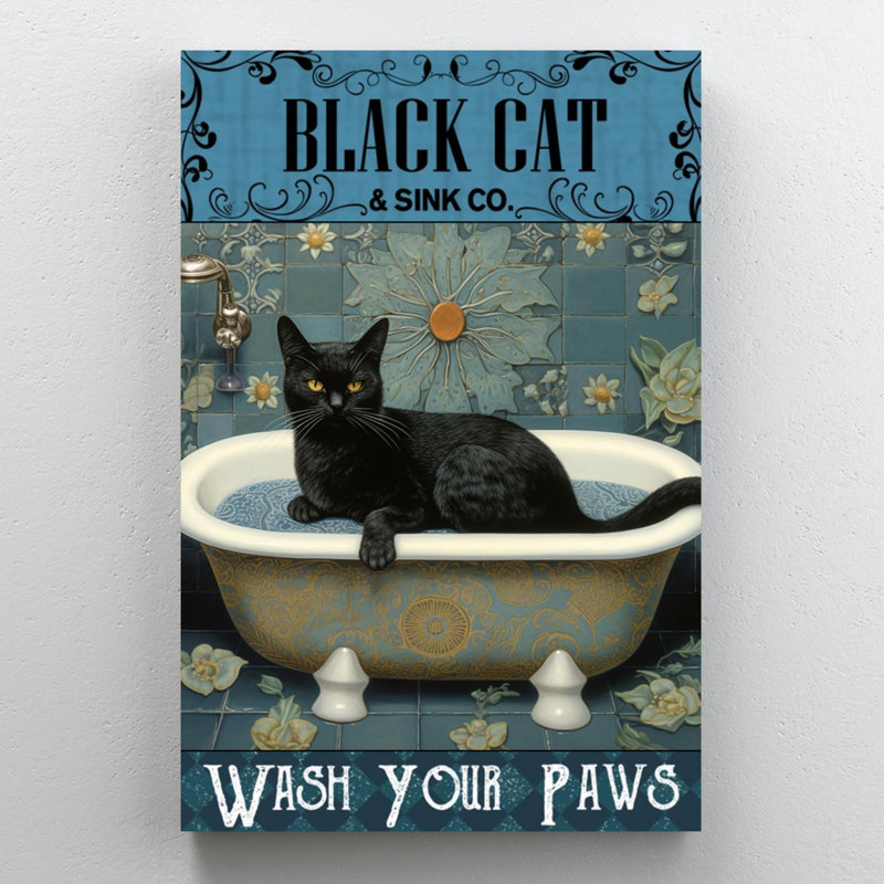 Longinus Black Cat Sink Co 1 On Canvas Print, H 36 po x l 24 po x P 1,25 po