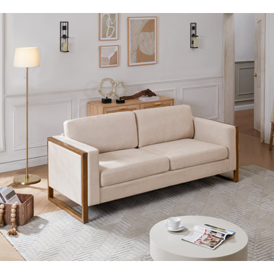 Canapé moderne à 3 places avec pieds en bois massif pour le salon, la chambre à coucher, les bureaux d'appartements, offrant confort et durabilité