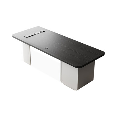 Black + White Rectangular Solid Wood with 3 drawers desk