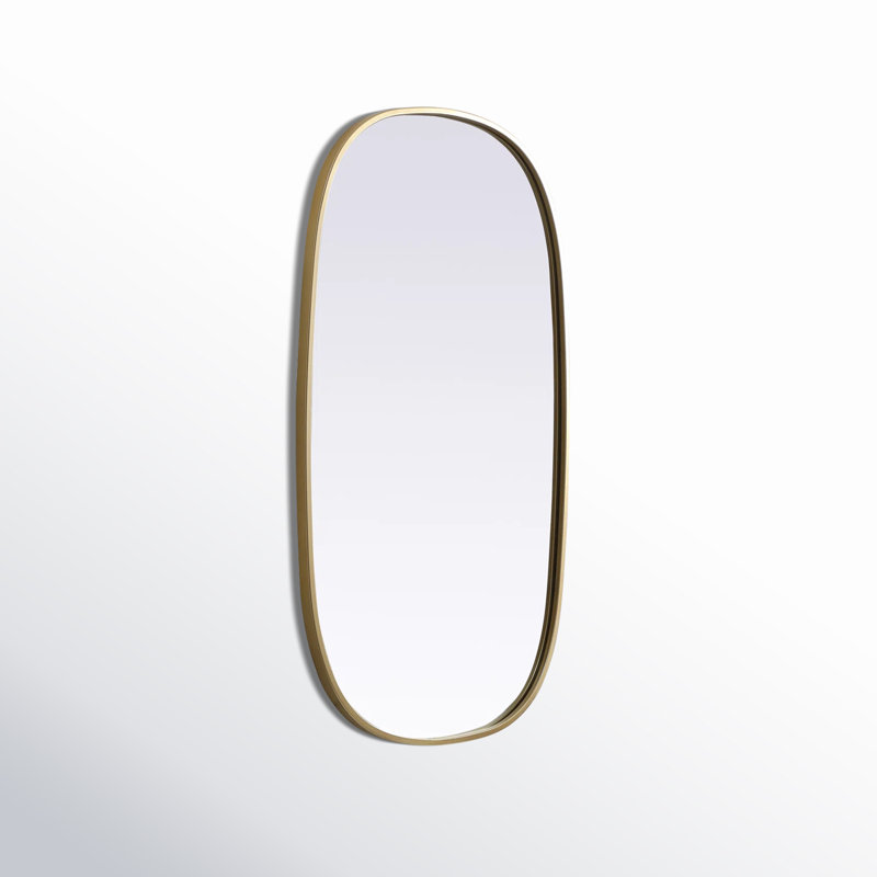 Sabine Metal Curved Oval Wall Mirror, Brass, 36" x 20"