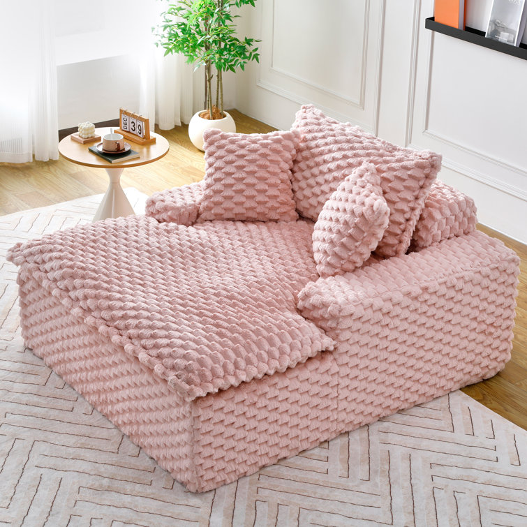 51 - Inch Comfortable Harbor Luxury Single Sofa: Two Pillows And One Backrest,pink