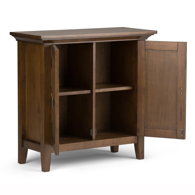 Redmond 32"W Solid Wood Transitional Low Storage Cabinet with Adjustable Shelves and Crown-Edged Top