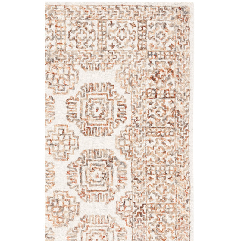 Tapis oriental en laine / coton touffeté à la main ivoire / sauge, Rectangle de 5 pi x 8 pi