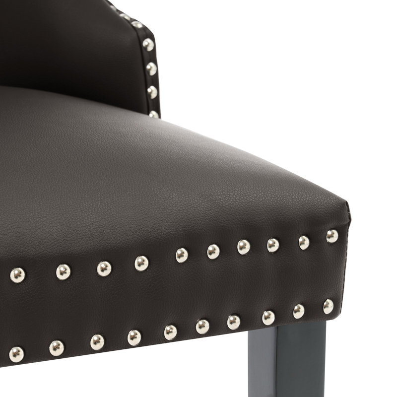 PU Leather Dining Chairs with Pull Ring, Brown