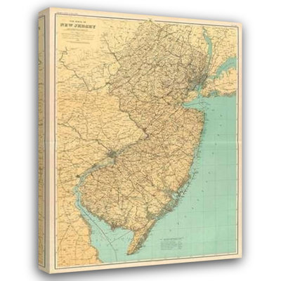 ArtDirect Geological Survey of New Jersey Gallery Wrapped Canvas Art Titled: New Jersey State Map, 1888
