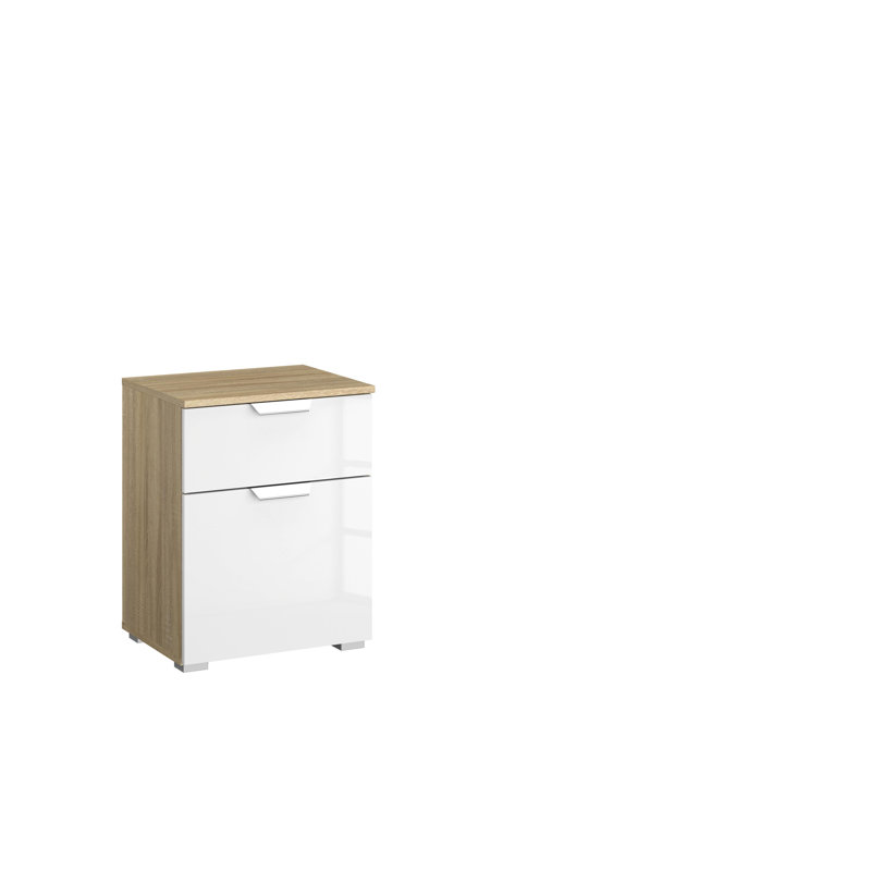 Aditio 1 Drawer Bedside Table, Oak sonoma/High-gloss white