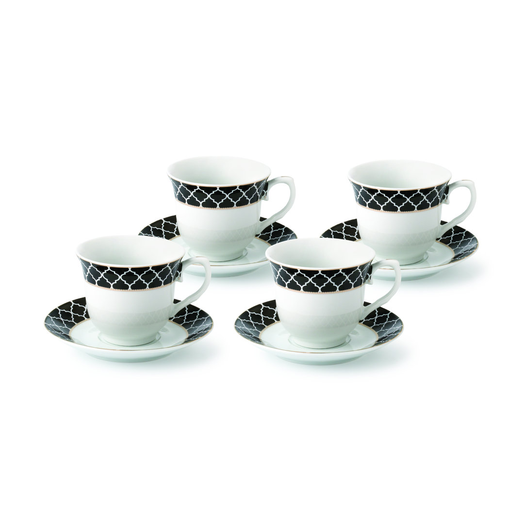 Lorren Home Trends 8oz. 4 Piece Teacup & Saucer Set Lorren Home Trends