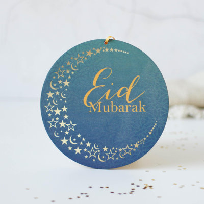Jeffries Eid Mubarak Sign, Blue And Gold