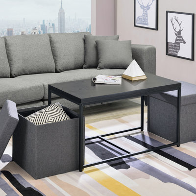 Murph 35" Black Wood Grain 3 Piece Coffee Table Set