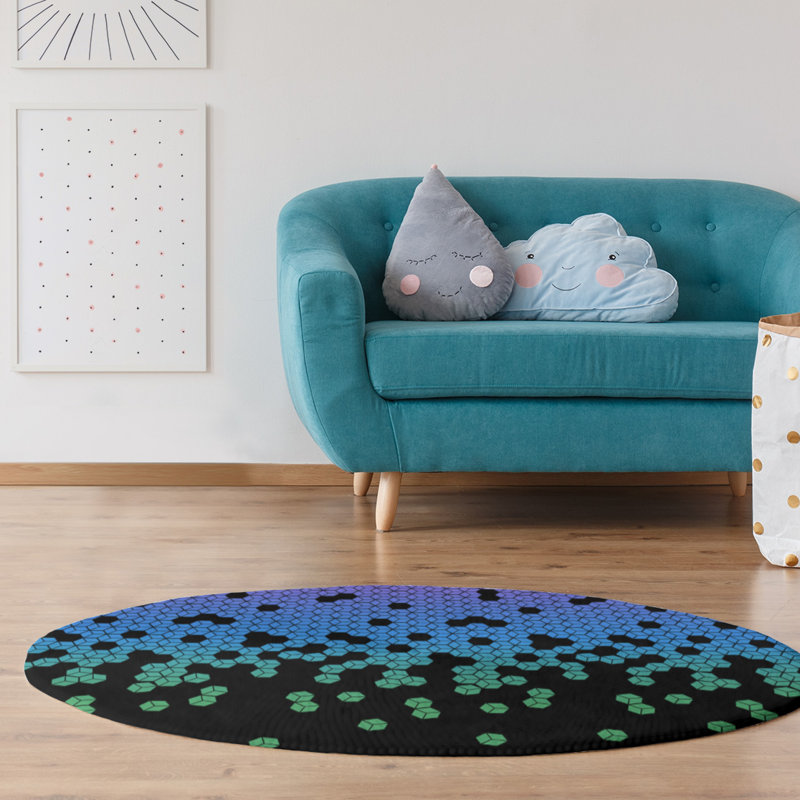 Chenille Geometric Indoor Rug, Round 5'