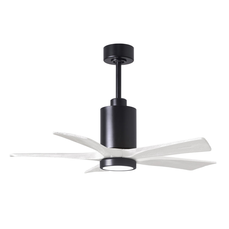 Patricia LED Downrod Ceiling Fan, Matte Black, Matte White
