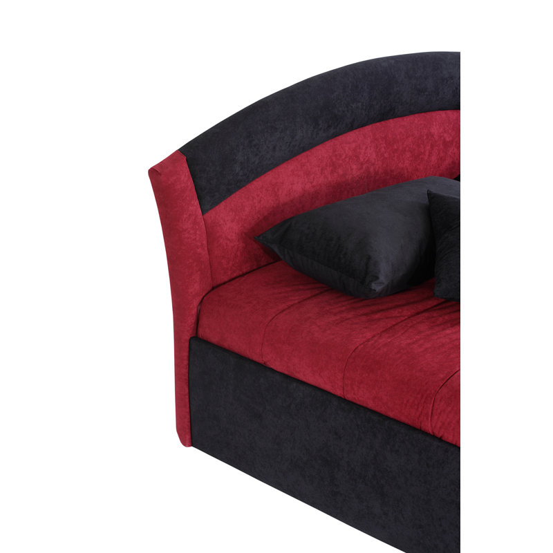 Zuniga Upholstered Storage Bed with Mattress, Bonnell sprung mattress, 160 x 200cm, Black / Red