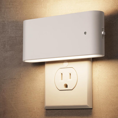 Small Square Opal Cover Plug-In Night Light With Light Sensor, 3000K Warm White, Non-Dimmable