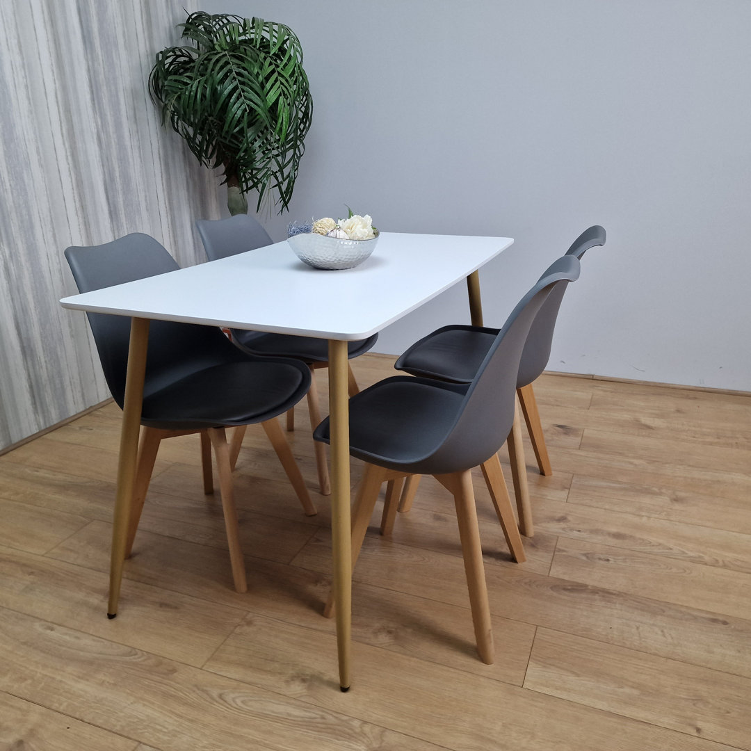 Zane Dining Set| Dining Table Set | a Kitchen Table & 4 Leather Upholstered Side Chairs