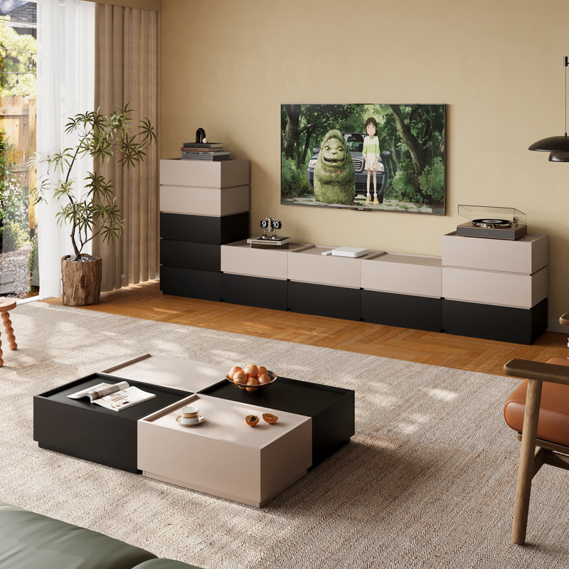Table basse Heckman, Noir / Beige
