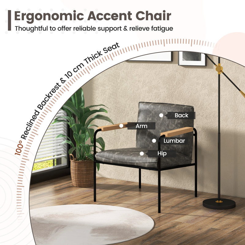 Ensemble de 17 fauteuils d'appoint rembourrés en cuir PU 17 Stories, Polyuréthane gris