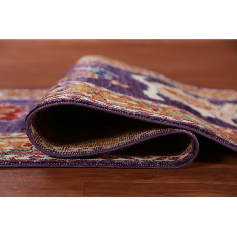 Tapis mauve et orange à motif de teinture végétale Oushak 3 x 10