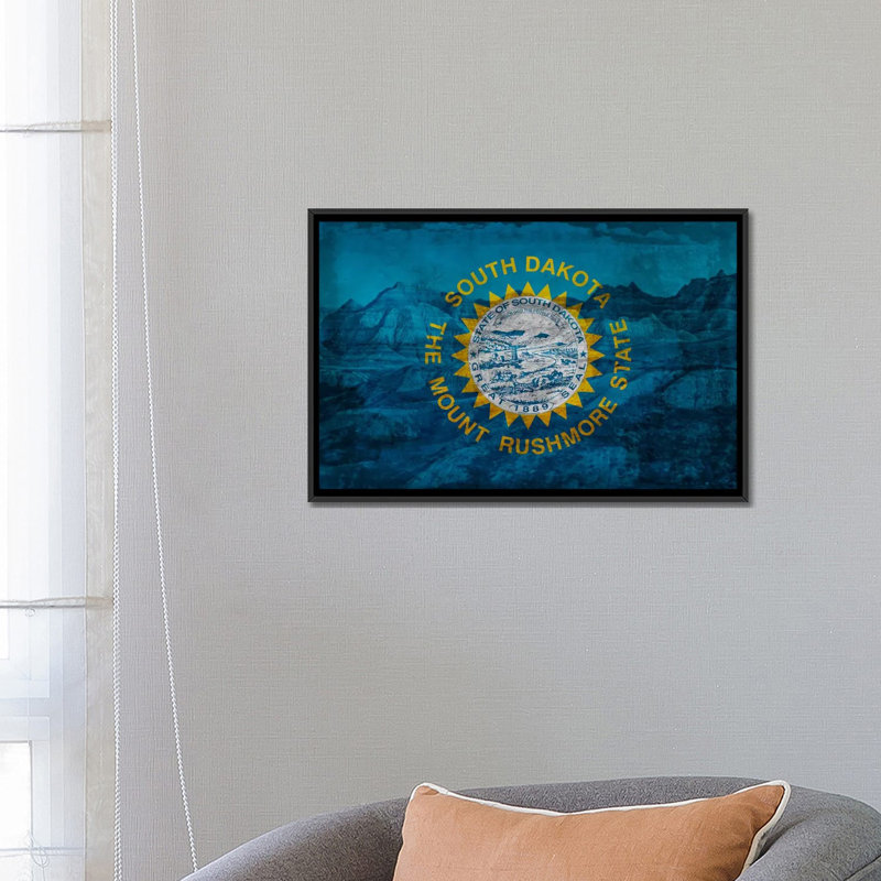 «Flags South Dakota Badlands National Park», impression sur toile, H 18 po x l 26 po x P 1,5 po, Pas de tapis