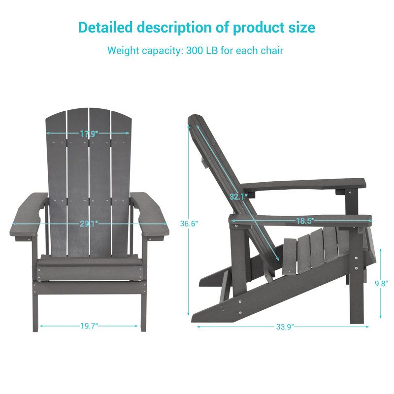 Chaise Adirondack en plastique Armenio, Gris charbon