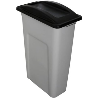 Sturdy Essentials Waste Wise Recycled Hdpe Waste Or Recycling Bin For Commercial Spaces With Swinging Lid - (black/grey, 23 Gallons)