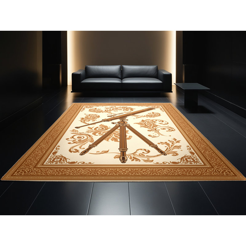 Soft Plush Bleeker Telescope Classic Oriental Area Rug in Beige – Beige Binding, 3x5