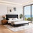 Modern Upholstered Platform Bed Frame with Headboard & USB Charging Station-118619598