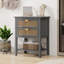 Table d'appoint 2 tiroirs, rotin naturel, table de bout-1381644727