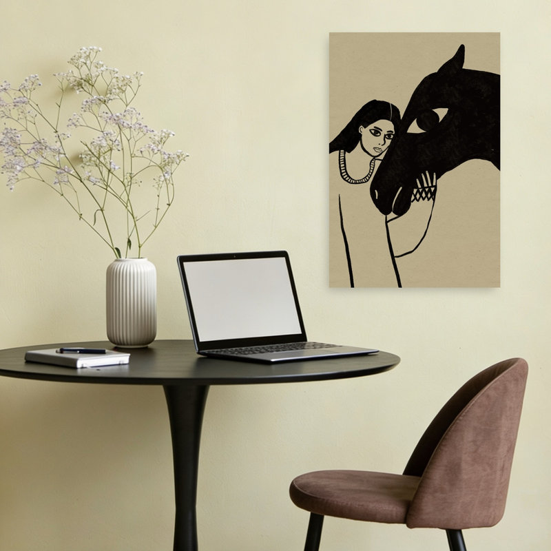 «Serene Woman Horse Bond», art serein minimaliste serein