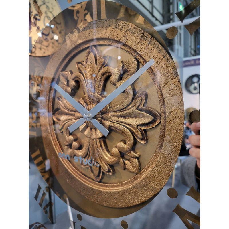 Allizzon Wood Wall Clock, Gold, 80cm H x 80cm W