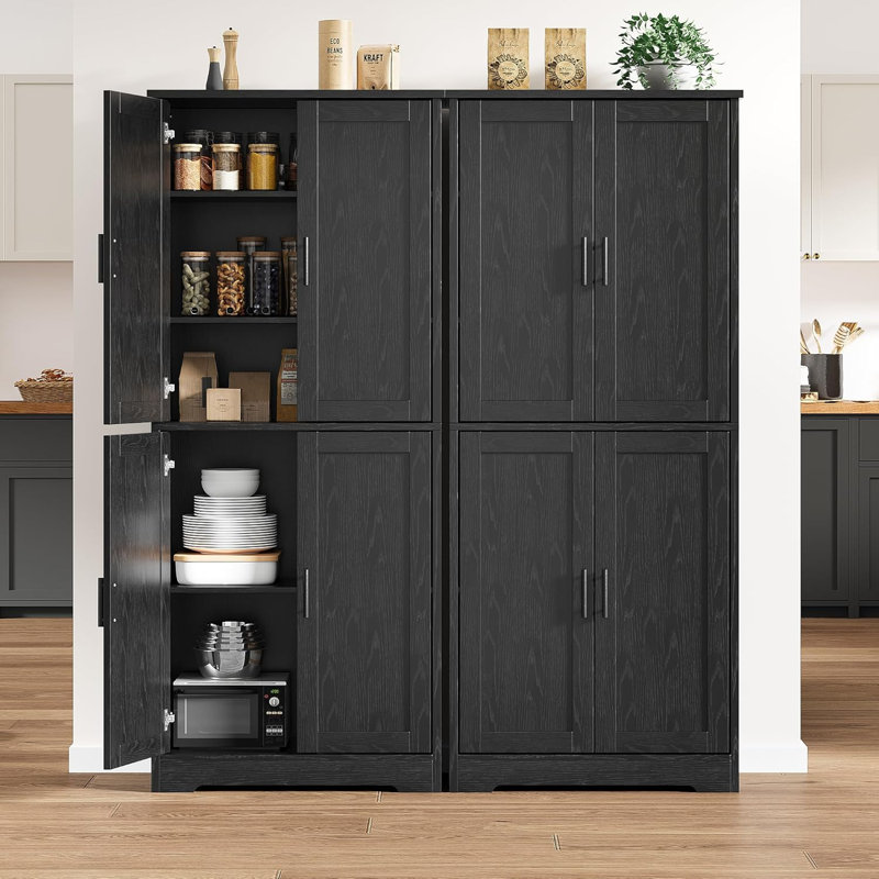 Kitchen Pantry Cabinet, Freestanding Pantry Storage Cabinet With Doors And Shelves, Black